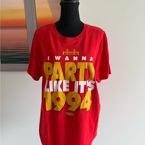 San Fransisco 49ers Retro Red and Yellow Party Like It’s 1994 Tee - Picture 1 of 5